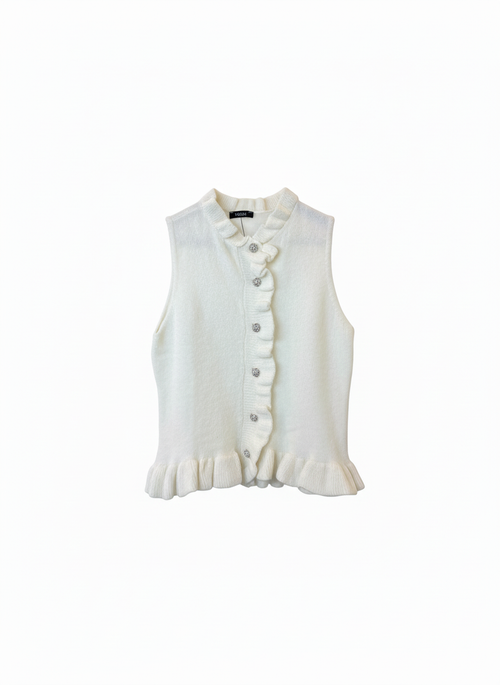 Pearl-Button Ruffle Top