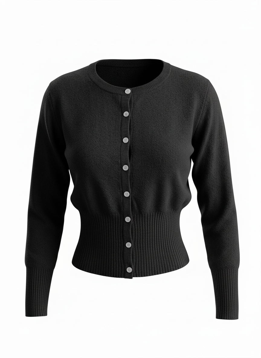 The Sculpted Ribbed-Waist Cardigan