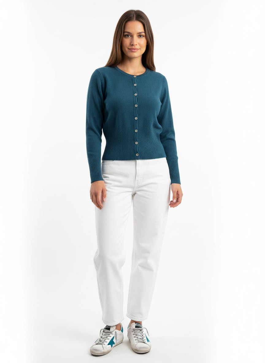 The Sculpted Ribbed-Waist Cardigan