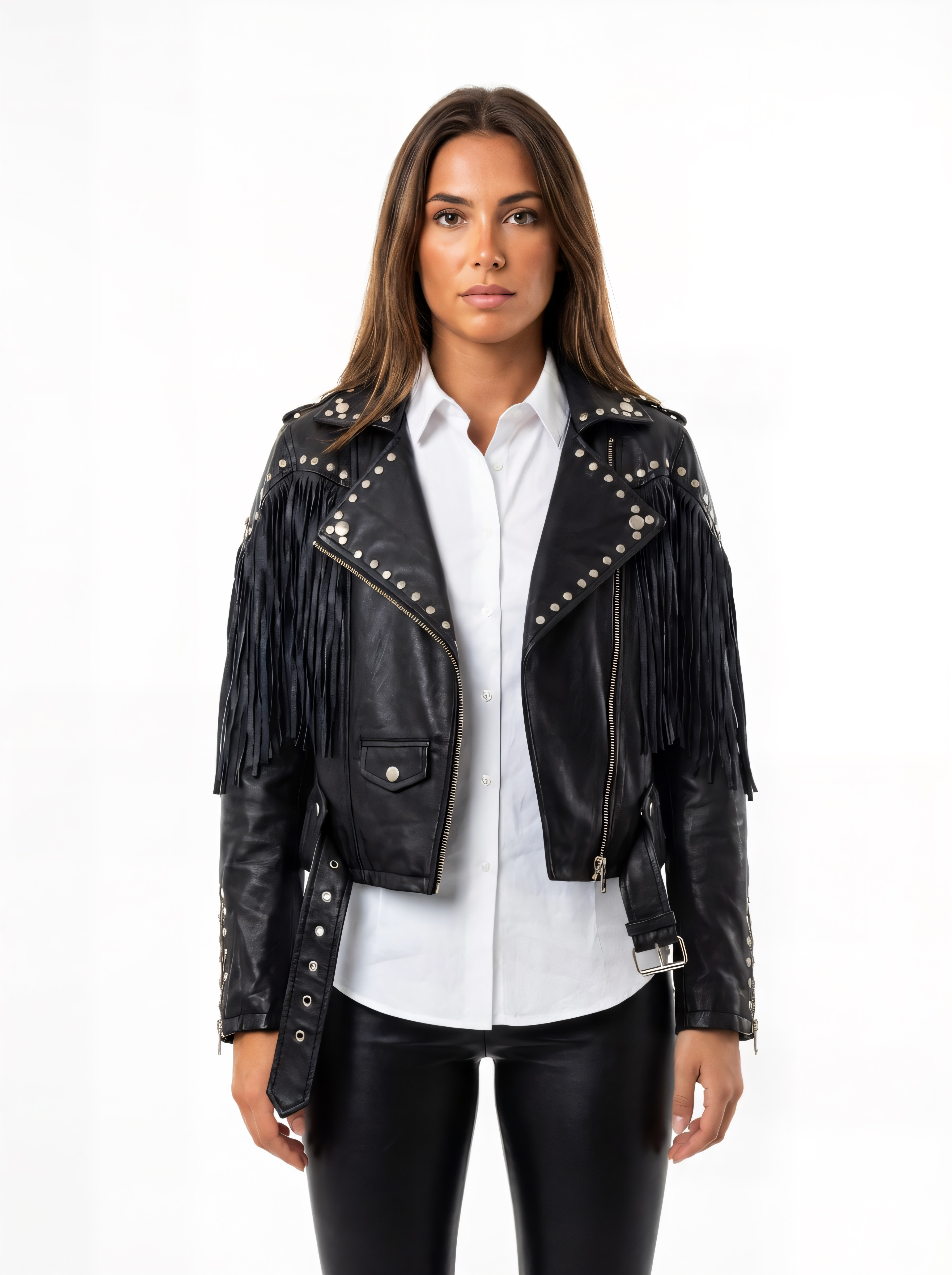 The Studded Fringe Leather Jacket