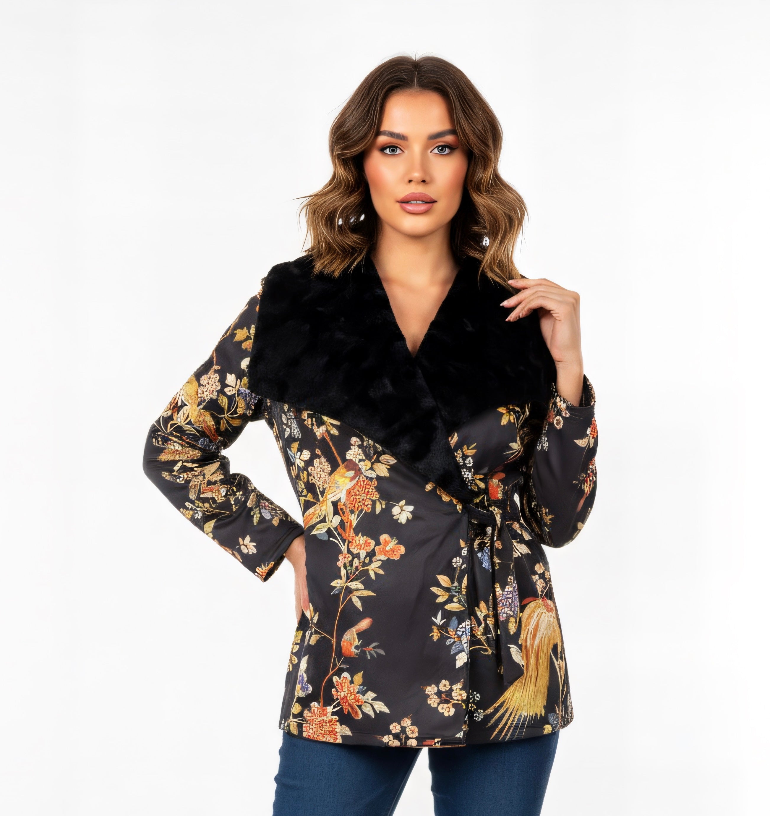 The Flower Patterned Fur Jacket